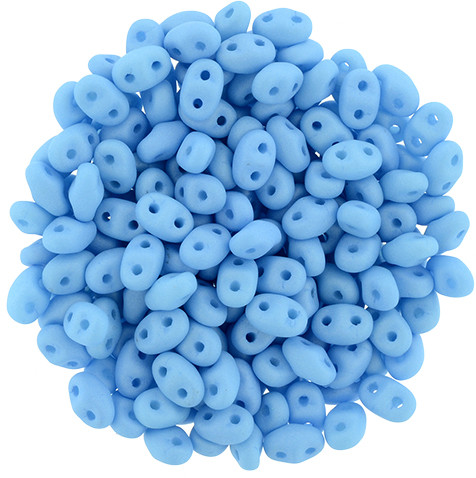 MiniDuo 2x4mm 2-Hole Czech Glass Beads SATURATED NEON BABY BLUE